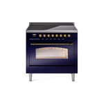 ILVE UPI366NMPMBB Nostalgie II 36 inch Induction Range (Triple Glass Door, Midnight Blue, Burnished)