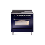 ILVE UPI366NMPMBC Nostalgie II 36 inch Induction Range (Triple Glass Door, Midnight Blue, Chrome)