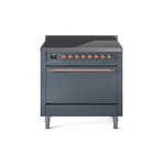 ILVE UPI366QNMPBGP Nostalgie II 36" Induction Range (Solid Door, Blue Grey, Copper)