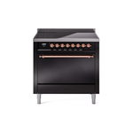 ILVE UPI366QNMPBKP Nostalgie II 36" Induction Range (Solid Door, Glossy Black, Copper)