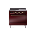 ILVE UPI366QNMPBUB Nostalgie II 36" Induction Range (Solid Door, Burgundy, Burnished)