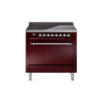 ILVE UPI366QNMPBUC Nostalgie II 36" Induction Range (Solid Door, Burgundy, Chrome)