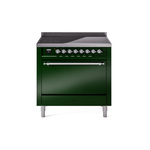 ILVE UPI366QNMPEGC Nostalgie II 36" Induction Range (Solid Door, Emerald Green, Chrome)