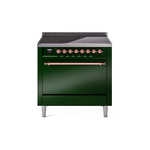 ILVE UPI366QNMPEGP Nostalgie II 36" Induction Range (Solid Door, Emerald Green, Copper)