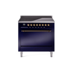 ILVE UPI366QNMPMBB Nostalgie II 36" Induction Range (Solid Door, Midnight Blue, Burnished)