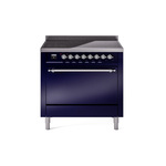 ILVE UPI366QNMPMBC Nostalgie II 36" Induction Range (Solid Door, Midnight Blue, Chrome)