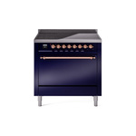 ILVE UPI366QNMPMBP Nostalgie II 36" Induction Range (Solid Door, Midnight Blue, Copper)