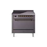 ILVE UPI366QNMPMGB Nostalgie II 36" Induction Range (Solid Door, Graphite Matte, Burnished)