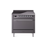 ILVE UPI366QNMPMGC Nostalgie II 36" Induction Range (Solid Door, Graphite Matte, Chrome)