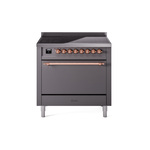 ILVE UPI366QNMPMGP Nostalgie II 36" Induction Range (Solid Door, Graphite Matte, Copper)