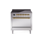 ILVE UPI366QNMPSSG Nostalgie II 36" Induction Range (Solid Door, Stainless Steel, Brass)