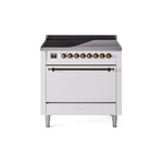 ILVE UPI366QNMPWHB Nostalgie II 36" Induction Range (Solid Door, White, Burnished)