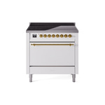 ILVE UPI366QNMPWHG Nostalgie II 36" Induction Range (Solid Door, White, Brass)