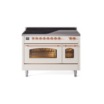 ILVE UPI486NMPAWP Nostalgie II 48" Induction Range  (Triple Glass Door, Antique White, Copper)