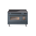 ILVE UPI486NMPBGB Nostalgie II 48" Induction Range  (Triple Glass Door, Blue Grey, Burnished)