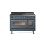 ILVE UPI486NMPBGC Nostalgie II 48" Induction Range  (Triple Glass Door, Blue Grey, Chrome)