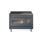 ILVE UPI486NMPBGP Nostalgie II 48" Induction Range  (Triple Glass Door, Blue Grey, Copper)