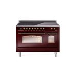 ILVE UPI486NMPBUB Nostalgie II 48" Induction Range  (Triple Glass Door, Burgundy, Burnished)