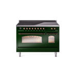 ILVE UPI486NMPEGB Nostalgie II 48" Induction Range  (Triple Glass Door, Emerald Green, Burnished)