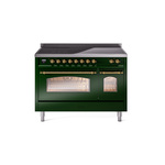 ILVE UPI486NMPEGG Nostalgie II 48" Induction Range  (Triple Glass Door, Emerald Green, Brass)