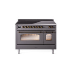 ILVE UPI486NMPMGB Nostalgie II 48" Induction Range  (Triple Glass Door, Graphite Matte, Burnished)