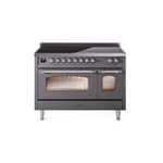 ILVE UPI486NMPMGC Nostalgie II 48" Induction Range  (Triple Glass Door, Graphite Matte, Chrome)