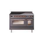 ILVE UPI486NMPMGP Nostalgie II 48" Induction Range  (Triple Glass Door, Graphite Matte, Copper)