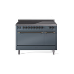 ILVE UPI486QNMPBGB Nostalgie II 48" Induction Range  (Solid Door, Blue Grey, Burnished)