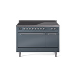 ILVE UPI486QNMPBGC Nostalgie II 48" Induction Range  (Solid Door, Blue Grey, Chrome)