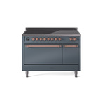 ILVE UPI486QNMPBGP Nostalgie II 48" Induction Range  (Solid Door, Blue Grey, Copper)