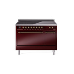 ILVE UPI486QNMPBUB Nostalgie II 48" Induction Range  (Solid Door, Burgundy, Burnished)