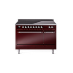 ILVE UPI486QNMPBUC Nostalgie II 48" Induction Range  (Solid Door, Burgundy, Chrome)