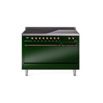 ILVE UPI486QNMPEGB Nostalgie II 48" Induction Range  (Solid Door, Emerald Green, Burnished)