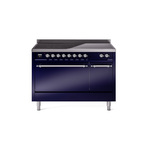 ILVE UPI486QNMPMBC Nostalgie II 48" Induction Range  (Solid Door, Midnight Blue, Chrome)