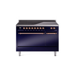 ILVE UPI486QNMPMBP Nostalgie II 48 inch Induction Range  (Solid Door, Midnight Blue, Copper)