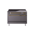 ILVE UPI486QNMPMGG Nostalgie II 48" Induction Range  (Solid Door, Graphite Matte, Brass)