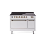 ILVE UPI486QNMPWHB Nostalgie II 48" Induction Range  (Solid Door, White, Burnished)