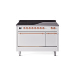 ILVE UPI486QNMPWHP Nostalgie II 48" Induction Range  (Solid Door, White, Copper)