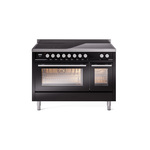 ILVE UPI486WMPBK Professional Plus II 48" Induction Range  (Triple Glass Door, Glossy Black)