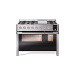 ILVE UPM12FDS3SSLP Panoramagic 48" Dual Fuel Range with 8 Burners and Griddle, 5.02 cu. ft. Total Oven Capacity (Liquid Propane)