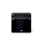 AGA AEL361INABBLK 36 inch Elise Induction Range with 5 Elements, 4.5 cu. ft. Oven Capacity, EasyClean Enamel Oven Interior, European Dual-Convection, Dual Broiler System, 2 Robust Telescopic Glide Out Racks (Gloss Black, Antique Brass)