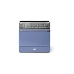 AGA AEL361INABCBB 36 inch Elise Induction Range with 5 Elements, 4.5 cu. ft. Oven Capacity, EasyClean Enamel Oven Interior, European Dual-Convection, Dual Broiler System, 2 Robust Telescopic Glide Out Racks (Carnaby Blue, Antique Brass)