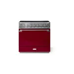 AGA AEL361INABCNB 36 inch Elise Induction Range with 5 Elements, 4.5 cu. ft. Oven Capacity, EasyClean Enamel Oven Interior, European Dual-Convection, Dual Broiler System, 2 Robust Telescopic Glide Out Racks (Cranberry, Antique Brass)