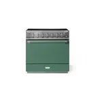 AGA AEL361INABMG 36" Elise Induction Range with 5 Elements, 4.5 cu. ft. Oven Capacity, EasyClean Enamel Oven Interior, European Dual-Convection, Dual Broiler System, 2 Robust Telescopic Glide Out Racks (Mineral Green, Antique Brass)