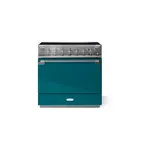 AGA AEL361INABSAL 36" Elise Induction Range with 5 Elements, 4.5 cu. ft. Oven Capacity, EasyClean Enamel Oven Interior, European Dual-Convection, Dual Broiler System, 2 Robust Telescopic Glide Out Racks (Salcombe Blue, Antique Brass)