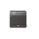 AGA AEL361INSLT 36" Elise Induction Range with 5 Elements, 4.5 cu. ft. Oven Capacity, EasyClean Enamel Oven Interior, European Dual-Convection, Dual Broiler System, 2 Robust Telescopic Glide Out Racks (Slate, Brushed Nickel)