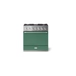 AGA AMC36DFMG 36" Mercury Dual Fuel Natural Gas Range with 4.5 cu. ft. Capacity, Dual Broiler System, 5 Sealed Solid Brass Burners, Continuous Cast Iron Cooktop, Storage Drawer (Mineral Green)