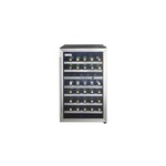 Danby DWC114BLSDD Designer Series 20" Wine Cooler With 38 Bottle Capacity, Tempered Glass Door, Reversible Door Swing, White LED Thermostat, Programmable Temperature and Dual Temperature Zones, in  Stainless Steel