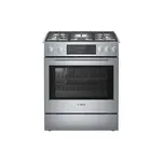 Bosch HGI8056UC 30" 800 Series Slide In Gas Range with 5 Sealed Burners, 4.8 cu. ft. Oven Capacity, Convection, Self-Cleaning Mode, and Warming Drawer (Stainless Steel)