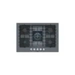 Bosch NGMP077UC Benchmark Series 30" Gas Cooktop with 5 Sealed Burners, FlameSelect, Heavy Duty Grates, OptiSim Burner, and Continuous Grates in Gray Tempered Glass